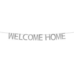 60 pieces "welcome Home"  Banner 7 inch - Silver - Party Banners