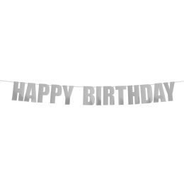 60 pieces "happy Birthday"  Banner 7 inch - Silver - Party Banners
