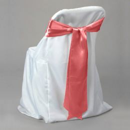 48 pieces Satin Chair Bow 6 inch X 108 inch 6pc/bag - Coral - Bows & Ribbons