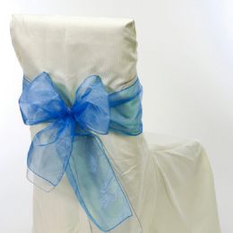 24 pieces Sheer Organza Chair Bows 9 inch X 10 inch Royal Blue - 6pcs/bag - Bows & Ribbons