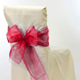 24 pieces Sheer Organza Chair Bows 9 inch X 10 inch Red - 6pcs/bag - Bows & Ribbons