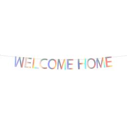 60 pieces "welcome Home"  Banner 7 inch - White Iridescent - Party Banners