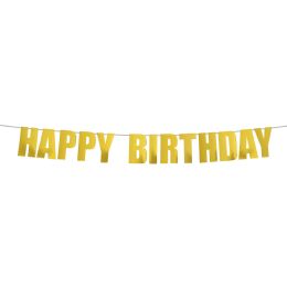 60 pieces "Happy Birthday"  Banner 7 inch - Gold - Party Banners