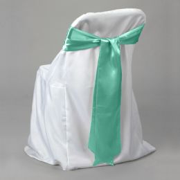 48 pieces Satin Chair Bow 6 inch X 108 inch 6pc/bag - Aqua - Bows & Ribbons