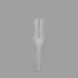 12 pieces Plastic Champagne Flutes 8 inch - Clear 12pc Pack - Plastic Drinkware