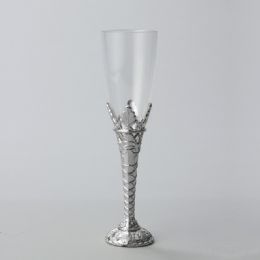 12 pieces Plastic Champagne Flutes 8 inch - Silver 12pc Pack - Plastic Drinkware