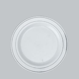 30 pieces Disposable Deluxe Plate With Hot Stamping Ring 7 inch - Silver 12pc Pack - Disposable Plates & Bowls