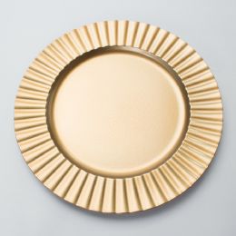 24 Wholesale Matte Fluted Edge Plastic Charger Plate 13 inch - Gold