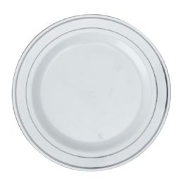 15 pieces Disposable Deluxe Plate With Silver Hot Stamping Ring 10 inch 12pc - Disposable Plates & Bowls