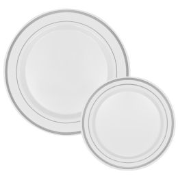 4 pieces Disposable Deluxe Plate Set 50pc/set - Silver - Disposable Plates & Bowls