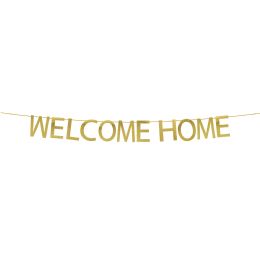60 pieces "Welcome Home"  Banner 7 inch - Gold - Party Banners