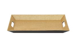 12 Wholesale Glitter Rectangle Plastic Tray 15 inch - Gold