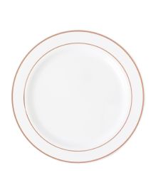 15 pieces Disposable Deluxe Plate With Hot Stamping Ring 7 inch - Rose Gold 12pc - Disposable Plates & Bowls