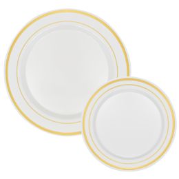 4 pieces Disposable Deluxe Plate Set 50pc - Gold - Disposable Plates & Bowls