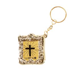 12 pieces Metallic Key Chain With Bible Favor In Spanish 12pc Pack - Party Novelties