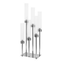 Rectangular Six Arm Cluster Candle Holder 24 Inch - Silver