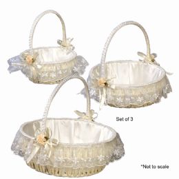 4 pieces Wicker Round Baskets 3pc Set - Baskets