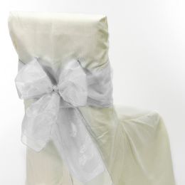 24 pieces Sheer Organza Chair Bows 9 inch X 10 inch - White 6pcs/bag - Bows & Ribbons