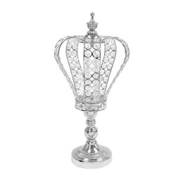 4 of Metal And Crystal Crown Centerpiece Riser 15 inch - Silver