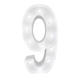 4ft Light Up Marquee Number 9 - White