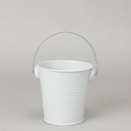 48 pieces Metal Pail Bucket White - Party Novelties
