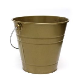 36 pieces Metal Pail Bucket Gold - Party Novelties