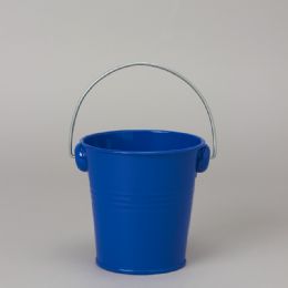 48 pieces Metal Pail Bucket Royal Blue - Party Novelties