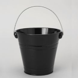 36 pieces Metal Pail Bucket Black - Party Novelties