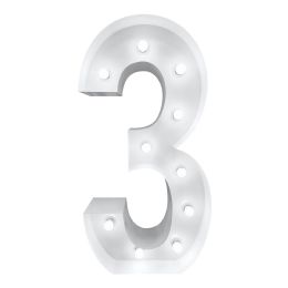 4ft Light Up Marquee Number ?3? - White - Home Accessories