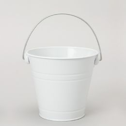 36 pieces Metal Pail Bucket White - Party Novelties