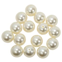 12 pieces 30mm Craft Pearl Beads With Hole 454g - Ivory - Craft Beads
