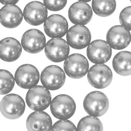 12 pieces 30mm Craft Pearl Beads With Hole 454g - Silver - Craft Beads