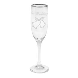 4 pieces Glass Champagne Flutes Silver RiM- "our Wedding" Set Of 6pcs - Wedding & Anniversary
