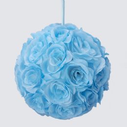 12 of Rose Silk Flower Pomander Kissing Ball 10 Inch - Blue