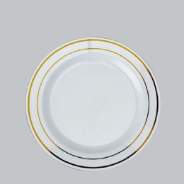 30 pieces Disposable Deluxe Plate With Hot Stamping Ring 7 inch - Gold 12pc Pack - Disposable Plates & Bowls