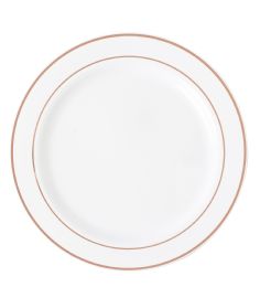 15 pieces Disposable Deluxe Plate With Rose Gold Hot Stamping Ring 10 inch 12pc Pack - Disposable Plates & Bowls