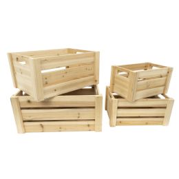 4 pieces Wooden Crates 4pc/set - Natural - Home Accessories