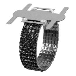 36 pieces Corsage Wristlet With L" Rhinestone Band - Black - Bracelets