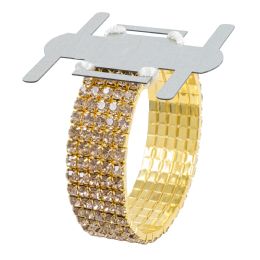36 pieces Corsage Wristlet With L" Rhinestone Band - Gold - Bracelets