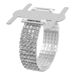 36 pieces Corsage Wristlet With L in Rhinestone Band - Silver - Bracelets
