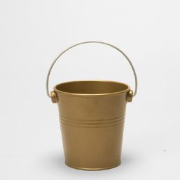 48 pieces Metal Pail Bucket Gold - Party Novelties
