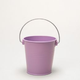 48 pieces Metal Pail Bucket Lavender - Party Novelties