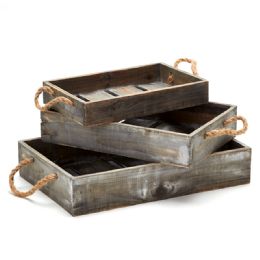 4 pieces Wooden Crates 3pc Set - Brown - Home Accessories