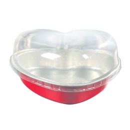 20 pieces 6oz Heart Aluminum Baking Cup With Dome Lid 50pc/pack - Red - Baking Supplies