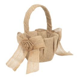 12 pieces Burlap Basket With Bows - Baskets