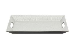 12 Wholesale Beaded Rectangle Plastic Tray 15 inch - Silver