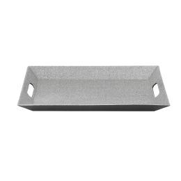12 Wholesale Glitter Rectangle Plastic Tray 15 inch - Silver