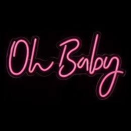 4 of Oh Baby Neon Light Sign With Hanging Chain 26 inch - Pink