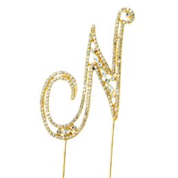 20 pieces Rhinestone Cake Topper - "n" - Baking Supplies
