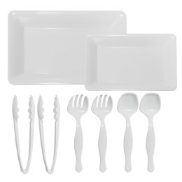 4 Wholesale Premium Plastic Serving Set 10pc - White